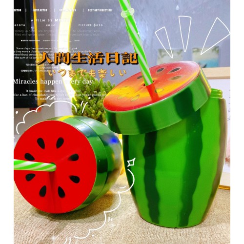 Taza, vaso, botella de agua forma de sandía, taza de fruta creativa