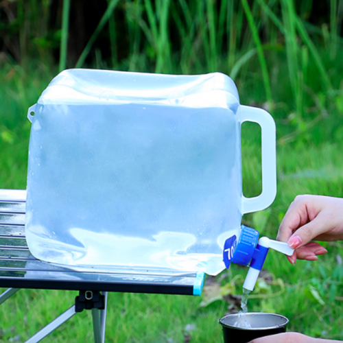 Garrafón plegable portátil de 10L con llave dispensadora, ideal para camping, actividades al aire libre y emergencias, venta al por mayor PMY-16317