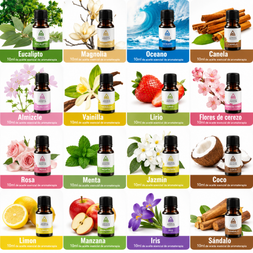 Esencias aromáticas de 10 ml sin alcohol, aromas variados en la caja. Venta por mayoreo