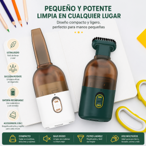 Aspiradora portátil ideal para escritorio, teclado y auto. Compacta y práctica para limpieza rápida. Venta por mayoreo