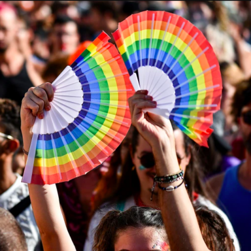 Abanico plegable arcoiris LGBTQ+ orgullo PRIDE venta al por mayor