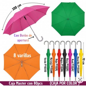 Paraguas 8 varillas 100cm un color por caja para campañas políticas. Venta al por mayor