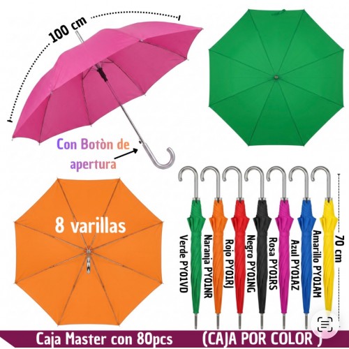 Paraguas 8 varillas 100cm un color por caja para campañas políticas. Venta al por mayor Paraguas 8 varillas 100cm un color por caja para campañas políticas. Venta al por mayor