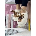 Pantuflas afelpadas para mujer con diseño de reno. Ultra suaves, calientes y ligeras. Suela antiderrapante y confort ideal para casa. Venta al por mayor RENQU-90 