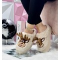 Pantuflas afelpadas para mujer con diseño de reno. Ultra suaves, calientes y ligeras. Suela antiderrapante y confort ideal para casa. Venta al por mayor RENQU-90 