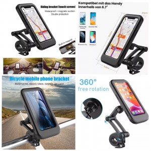 Soporte para celular de bicicleta impermeable con rotación 360° para manubrio compatible con smartphones hasta 6.7 pulgadas RS-345