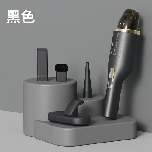 Aspiradora inalámbrica de mano con diseño compacto y potente succión. Incluye boquillas intercambiables para limpiar polvo, pelos de mascota, migajas y rincones difíciles. Recargable por USB. Venta por mayoreo RSD-214