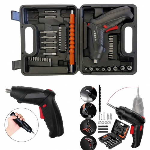 Destornillador eléctrico inalámbrico con set de accesorios. Venta por mayoreo RSD-402