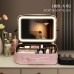 Estuche organizador de maquillaje con luz LED y espejo táctil RSD-404, ideal para viaje y tocador, venta por mayoreo 