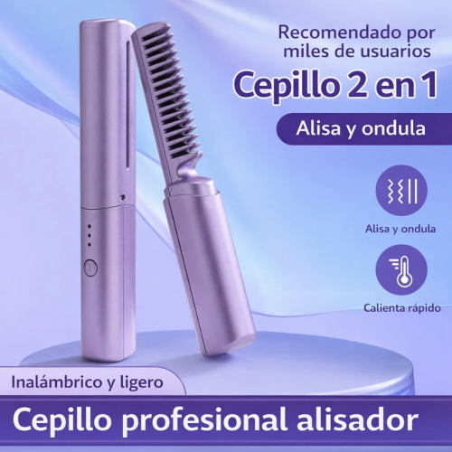 Peine eléctrico alaciador recargable con batería de larga duración, ideal para alisar y suavizar el cabello de forma rápida y segura. Diseño portátil, fácil de usar y perfecto para uso diario. Venta por mayoreo RSD-433.