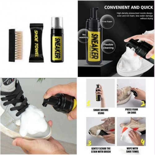 Kit limpiador de tenis SNEAKER, incluye espuma limpiadora, cepillo y toalla, limpieza sin enjuague, modelo RSD-440, venta por mayoreo