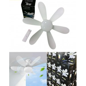 Ventilador de techo con luz integrada y control remoto ideal para ventilación del hogar. Potencia 30W. Diseño moderno. Venta por mayoreo RSD-467
