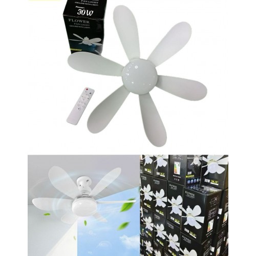 Ventilador de techo con luz integrada y control remoto ideal para ventilación del hogar. Potencia 30W. Diseño moderno. Venta por mayoreo RSD-467