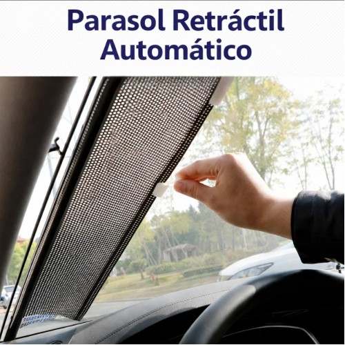 Parasol retráctil para auto medida 50x125 cm, ideal para bloquear rayos solares, reducir calor y proteger el tablero y asientos, enrollable y reutilizable para parabrisas y ventanas. Venta por mayoreo RSD-471