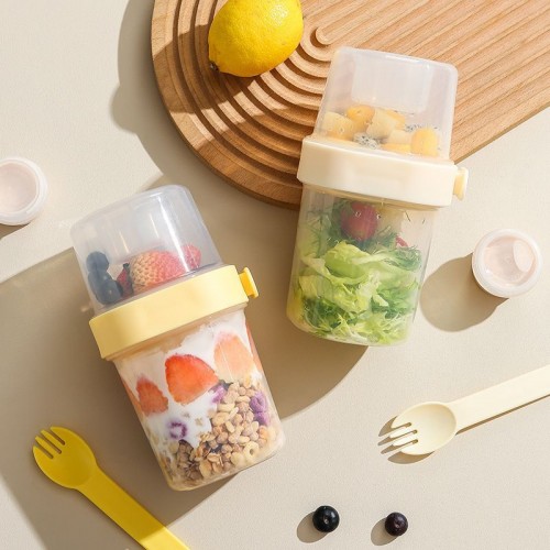 Botella para ensalada portátil con compartimentos para mantener alimentos frescos. Ideal para oficina o gimnasio. Venta por mayoreo