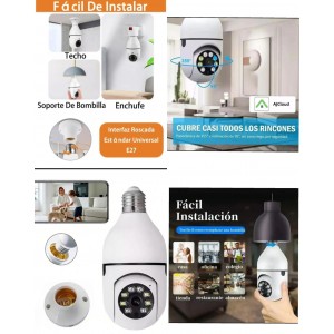 Cámara de seguridad tipo bombilla con rosca. Fácil instalación y diseño práctico para hogar u oficina. Venta por mayoreo 