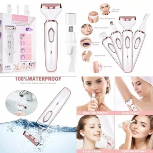 Rasuradora eléctrica 4 en 1 con cabezales intercambiables. Ideal para rostro y cuerpo. Diseño práctico. Venta por mayoreo
