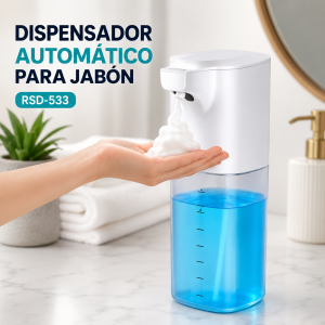 Dispensador automático para jabón, práctico y moderno para baño o cocina; ayuda a dosificar jabón y generar espuma al usarlo. Venta por mayoreo