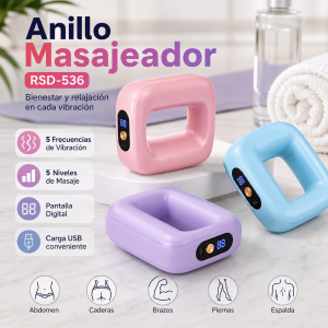 Anillo Masajeador con display digital y niveles de masaje por vibración, ideal para rutina wellness en casa o gimnasio. Venta por mayoreo