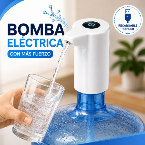 Dispensador eléctrico de agua para garrafón recargable por USB. Ideal para servir agua fácilmente. Venta por mayoreo