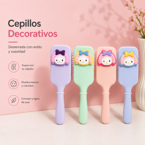 Cepillo Plano Decorativo en Colores Pastel