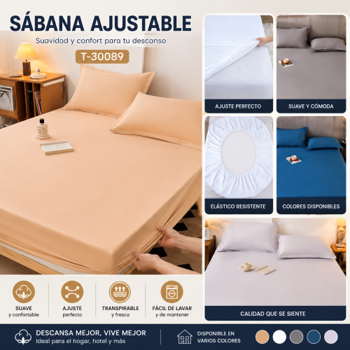 Sábana Ajustable T-30089 en Colores Surtidos Sábana Ajustable T-30089 en Colores Surtidos