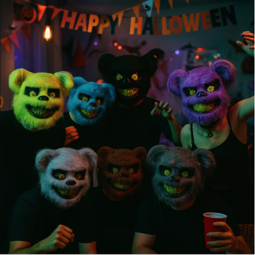 Máscara de oso terrorífica para Halloween, varios colores, para disfraces, fiestas, cosplay. Venta por mayoreo SD-2536