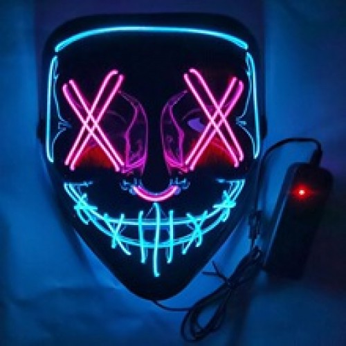 Máscara luminosa estilo V brillante con luces LED en varios colores. Perfecta para Halloween, fiestas temáticas, disfraces de terror. Venta por mayoreoSD-2538