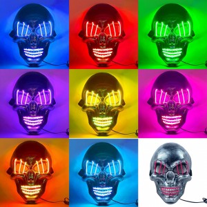 Máscara de calavera con luces LED multicolor, ideal para disfraces de Halloween, fiestas. Venta por mayoreo SD-2540