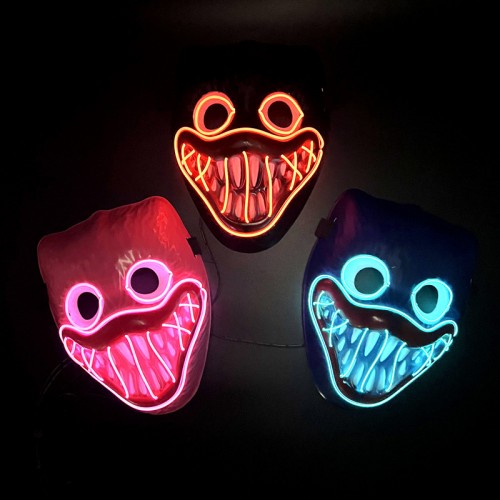 Máscara de amapola con luces LED brillantes, perfecta para fiestas de Halloween, disfraces y eventos nocturnos. Venta por mayoreo SD-2543