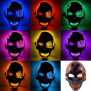 Máscara de calavera pirata con luces LED brillantes, ideal para disfraces de Halloween, fiestas nocturnas y eventos. Venta por mayoreo SD-2544