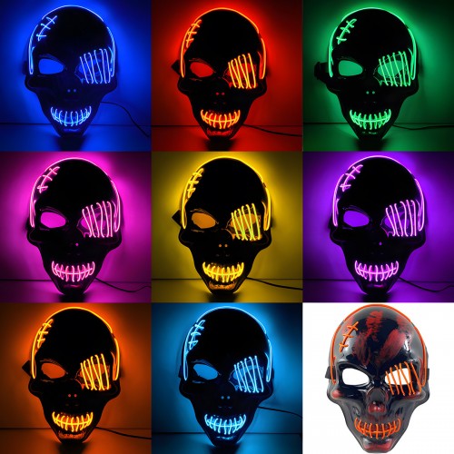 Máscara de calavera pirata con luces LED brillantes, ideal para disfraces de Halloween, fiestas nocturnas y eventos. Venta por mayoreo SD-2544