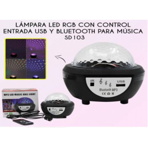 Lampara Led RGB, Bluetooth MP3 SD103