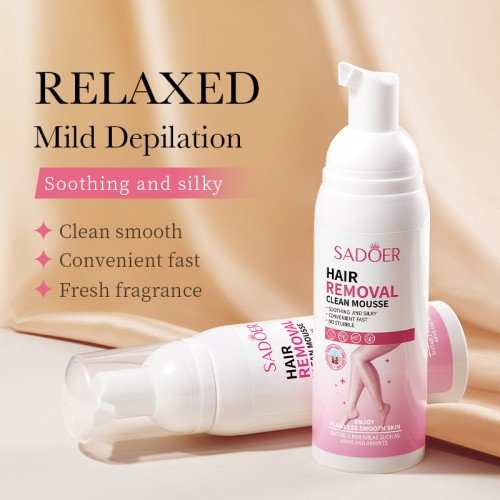 Mousse depilatorio SADOER – Hair Removal Clean Mousse – Depilación suave y rápida para piel sedosa – Ideal para piernas, brazos y axilas – Venta por mayoreo SD50066
