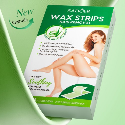Bandas depilatorias Sadoer con extracto de aloe vera – Cera fría para brazos, piernas y zona bikini – Depilación rápida, suave y duradera hasta por 6 semanas Venta al por mayor  SD87853