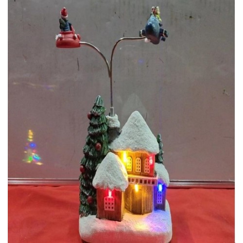 Decoración de centro de mesa de Navidad con muñecos de rotación con luz led y música 13x8.5x22.5CM (USA PILAS) SDD1182