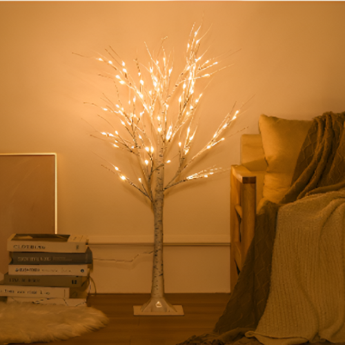 Árbol con luces LED para decorar 120CM/72LED/cinta de flores/luz cálida/USB y control remoto SDD1188