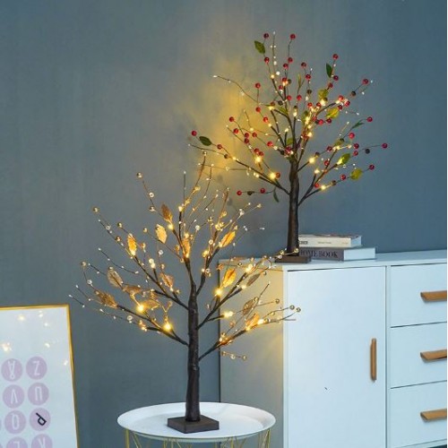 Árbol frutal con luz LED de decoración de 60cm con 24 pcz con carga USB SDD1194