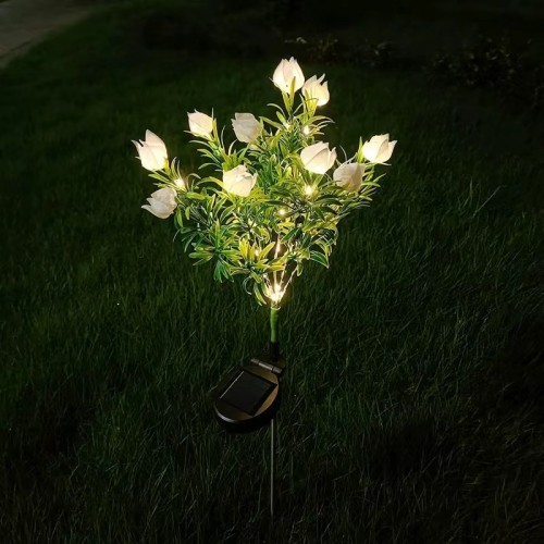 Lampara solar LED simulación de gardenia para decoración de exteriores 74cm SDD1333