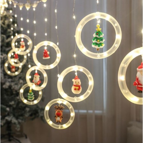 Tiras LED cortina de navidad con 10 colgantes cálidas/colores 3*1M SDD137