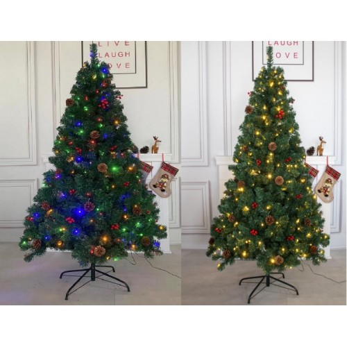 Árbol de pino artificial para navidad 210cm,con 1100 Ramas,CON 400 LED.DOS MODELOS: LUZ COLORES/LUZ CÁLIDA SDS129