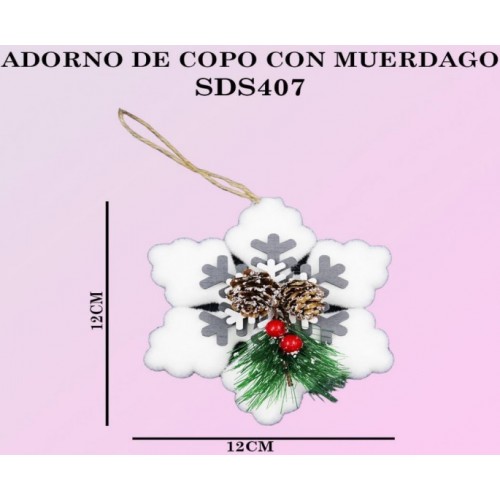 Adornos navideños en forma de copos de nieve con muerdago 12*12cm SDS407