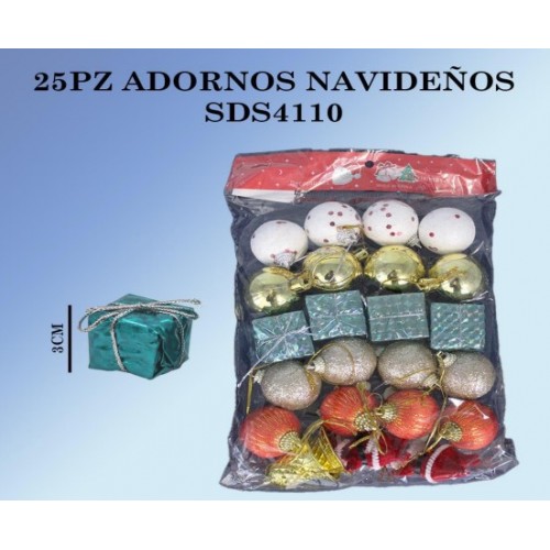 Paquete de adornos navideños de 25pzs SDS4110