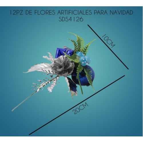 Flores artificiales para adornos de navidad de 12pzs SDS4126