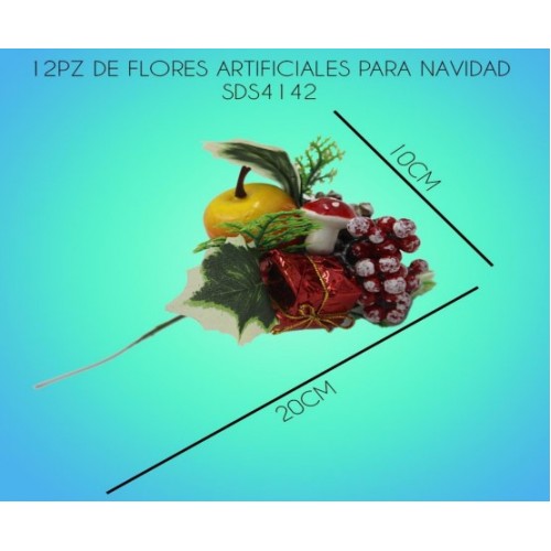 Adorno de 12pzs de flores artificiales SDS4142