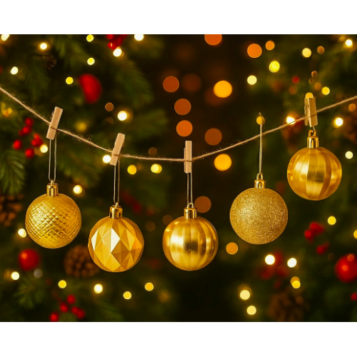 Set de 12 esferas navideñas con acabados brillantes, mate y diamantados. Fabricadas con materiales resistentes y ligeros, perfectas para árboles medianos o grandes. Venta al por mayor  SDS4163