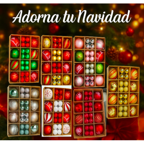 Set de esferas navideñas SDS4164 – Decoración clásica y moderna en colores surtidos para árbol de Navidad Venta al por mayor  SDS4164