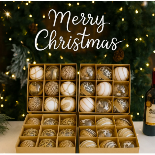 Set de esferas navideñas con diseño sofisticado  ideal para quienes buscan una decoración navideña moderna, elegante y armoniosa. Venta al por mayor  SDS4167
