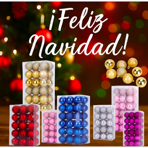 Set de esferas navideñas adornos navideño colgantes con 36 pzs de diferentes colores resistentes y ligeras  de 6CM Por Mayoreo SDS4170