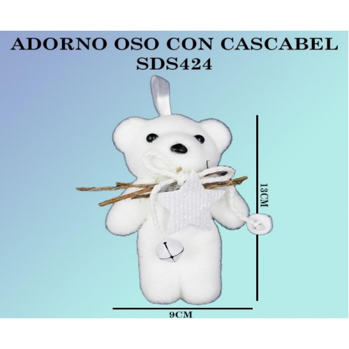 Adorno navideño de oso polar con cascabel 14*8CM SDS424